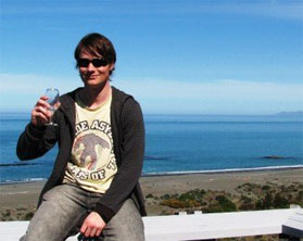 Editor TravMonkey.com Editor sampling the New Zealand wine.
