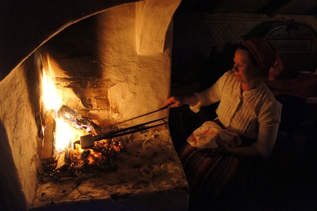 Making bread on the fire at a Swedish Xmas Market