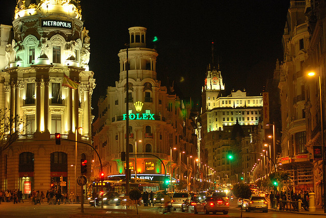 Gran Via, Madrid at night