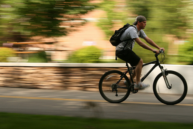 Motion blur, man on a bike