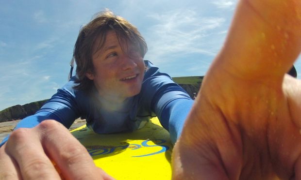 On the surf board