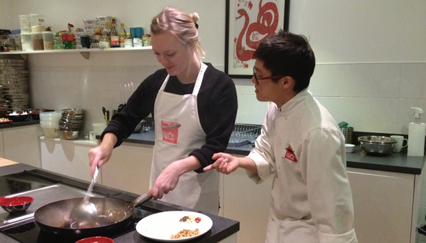 Jeremy advising on using a Wok