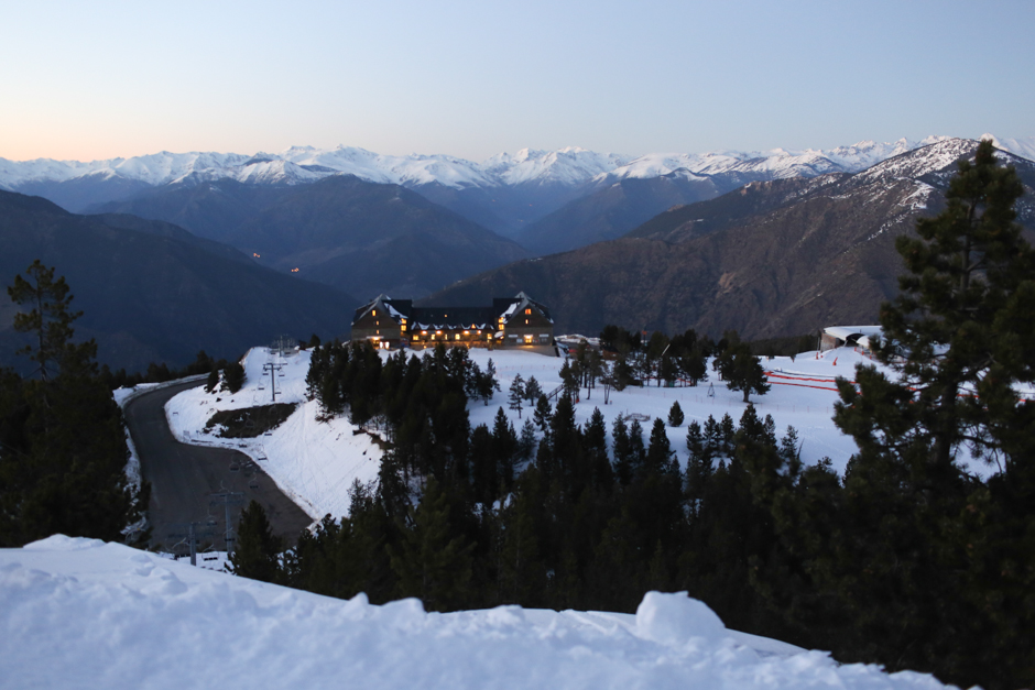 Mountain view, snowshoeing