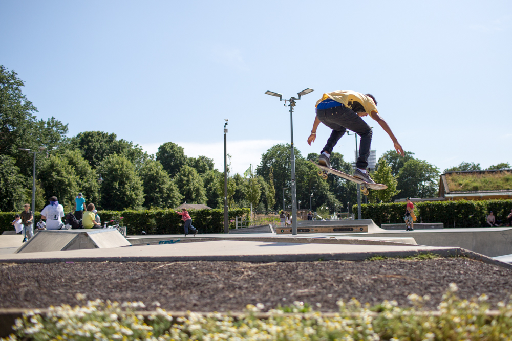 Skate boarder jump, Brighton The Level Skatepark