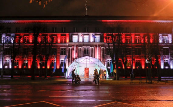 Light projections on building Staro Riga