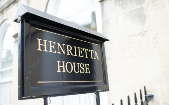 Henrietta House Hotel sign in Bath