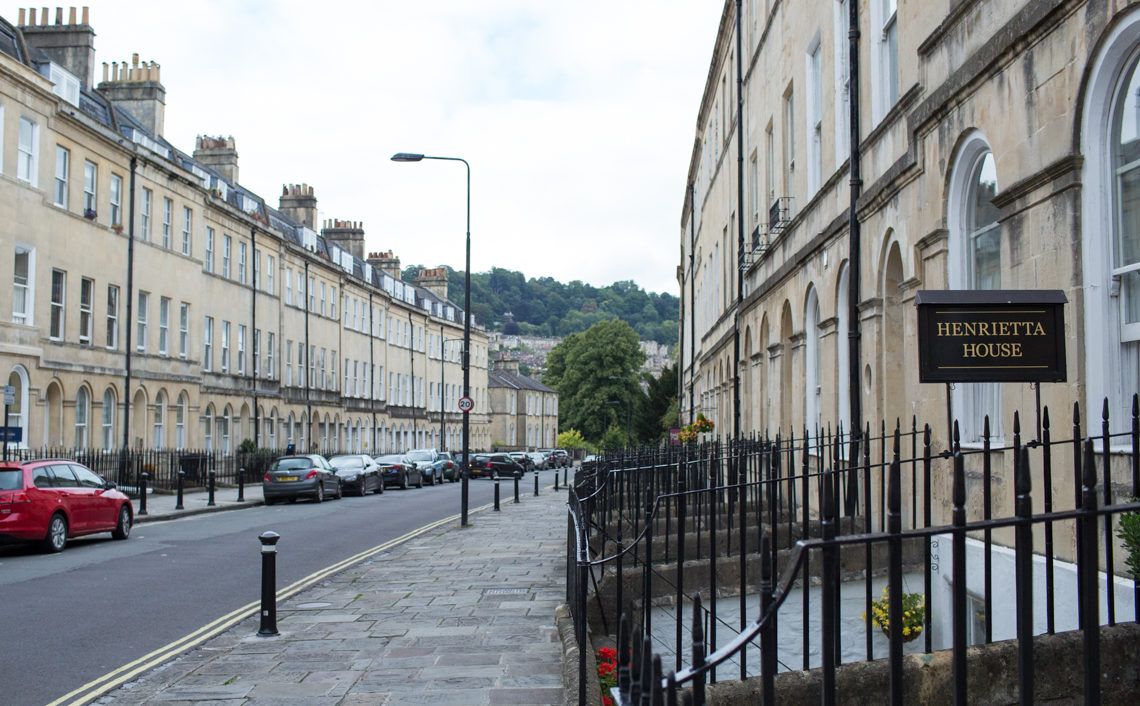 The street outside Henrietta House in Bath